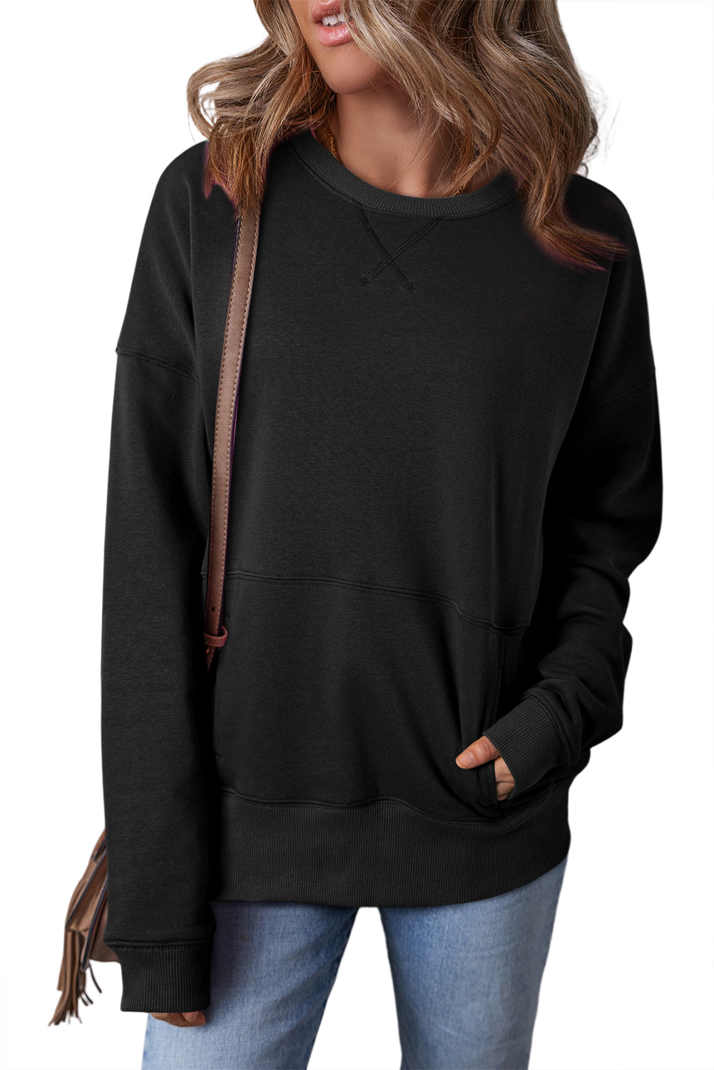 Vineyard Green Kangaroo Pocket Loose Fit Drop Shoulder Sweatshirt