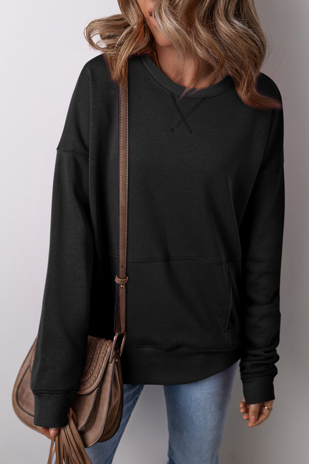 Vineyard Green Kangaroo Pocket Loose Fit Drop Shoulder Sweatshirt