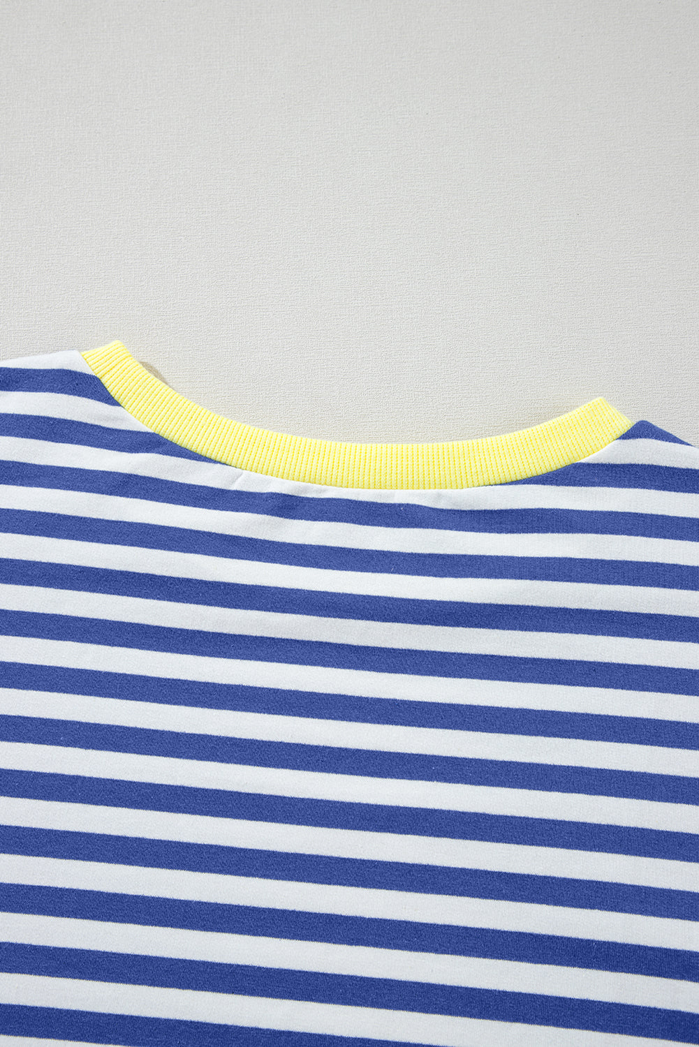 Blue Stripe Contrast Edge Cross Seam Oversized Pullover