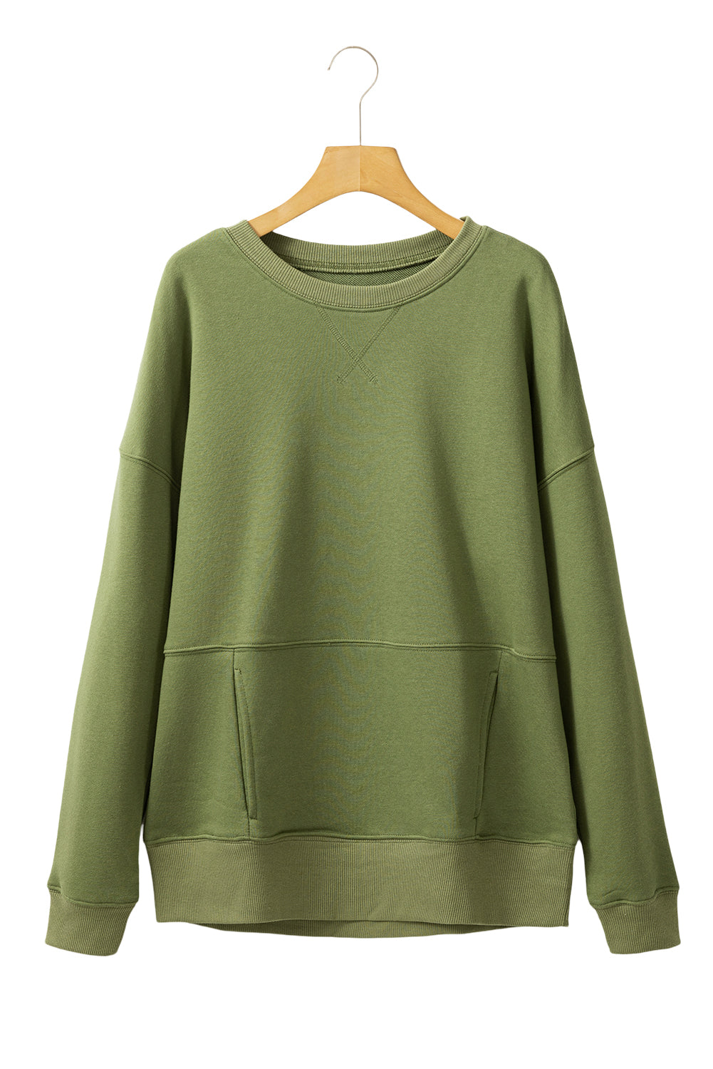 Vineyard Green Kangaroo Pocket Loose Fit Drop Shoulder Sweatshirt