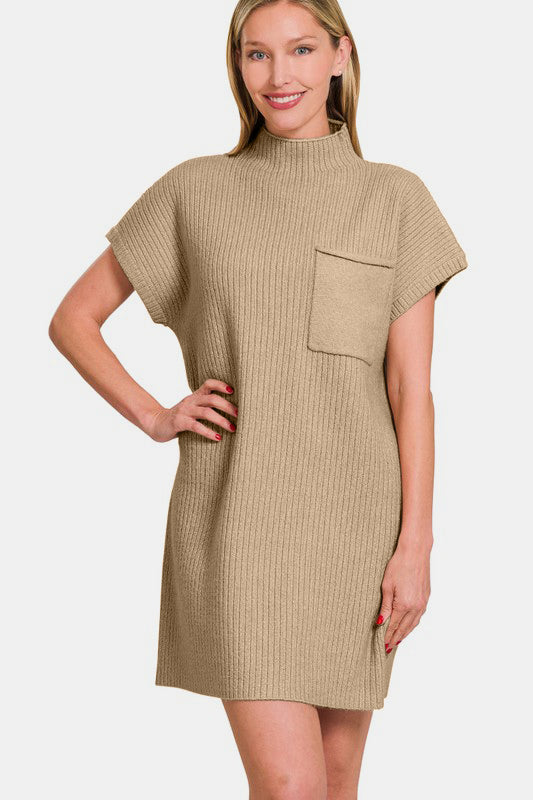 Zenana Short Sleeve Sweater Mini Dress