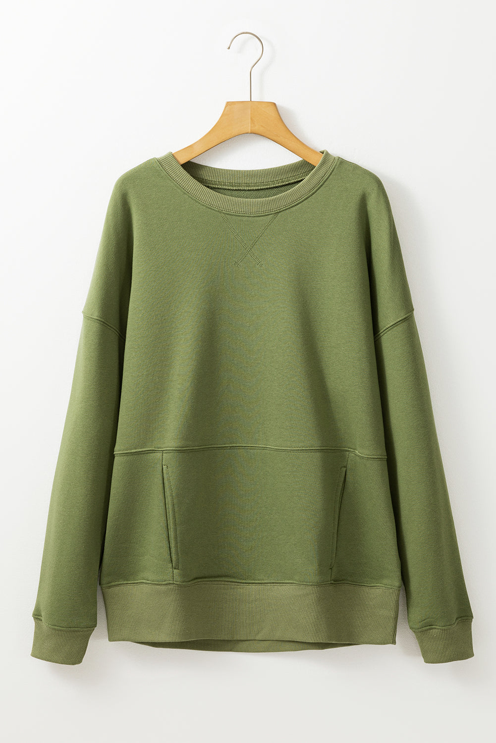 Vineyard Green Kangaroo Pocket Loose Fit Drop Shoulder Sweatshirt