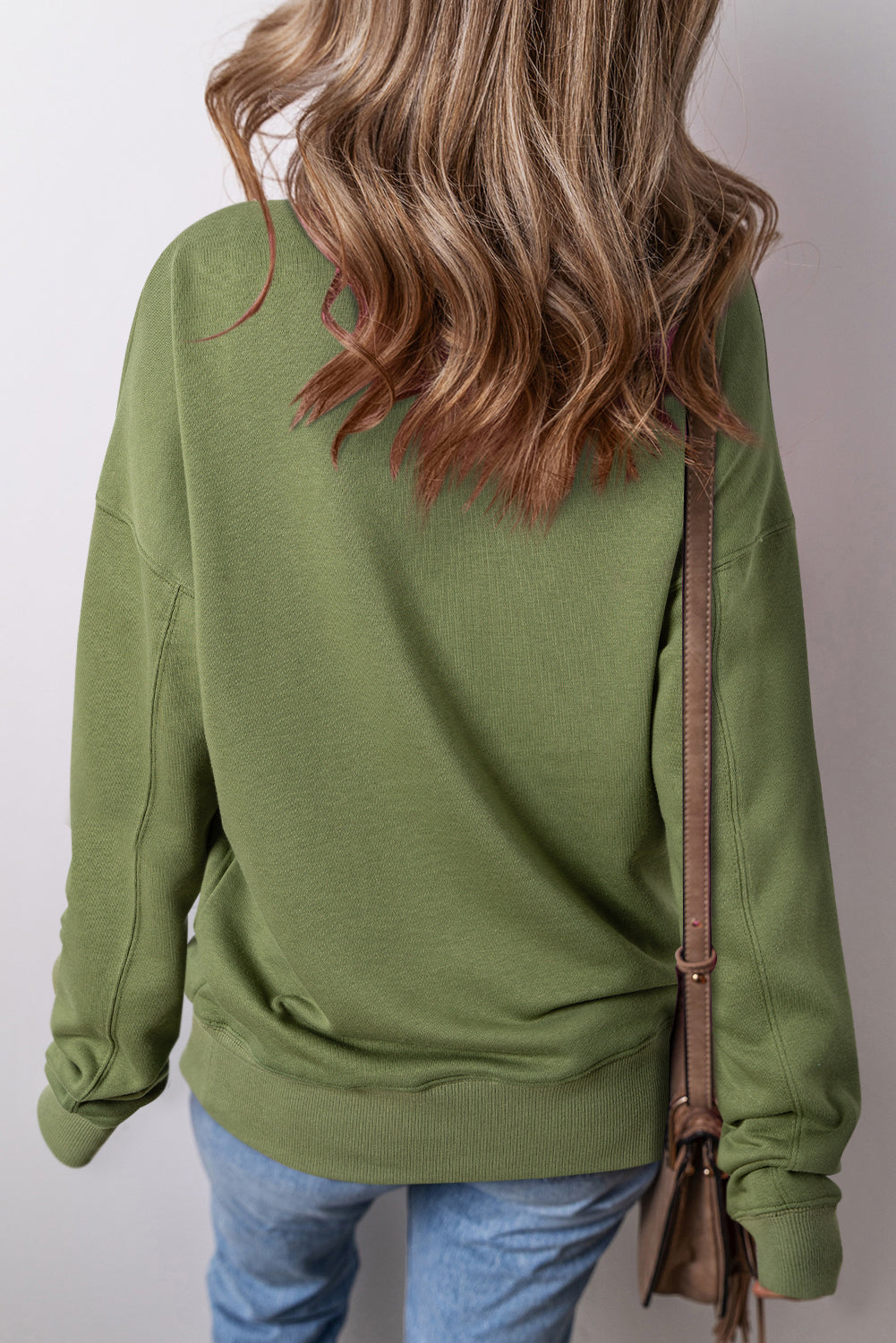 Vineyard Green Kangaroo Pocket Loose Fit Drop Shoulder Sweatshirt